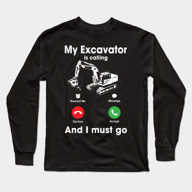 Pint-sized Powerhouse Excavator Whispers, Tee Triumph Extravaganza Long Sleeve T-Shirt by Kleurplaten kind